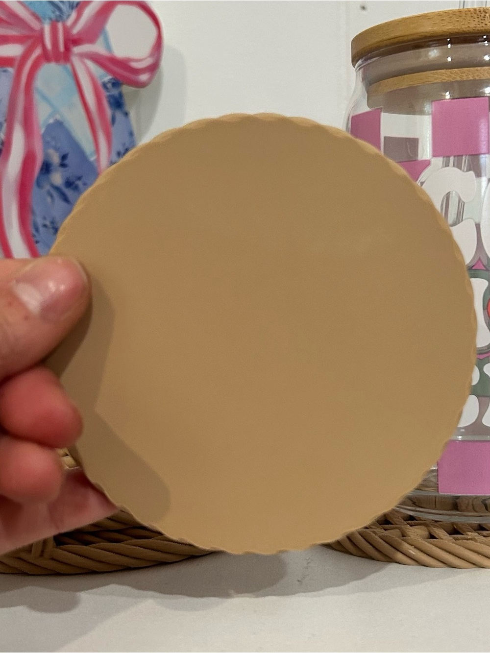 3D Printed Wicker Coaster Set of 6 with Holder - Picture 3 of 3